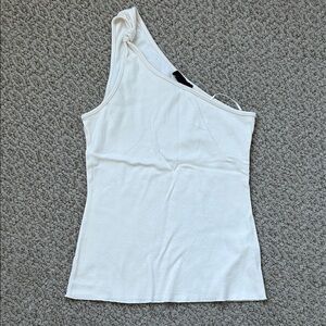 Women's White One-Shoulder Knot Tank Top